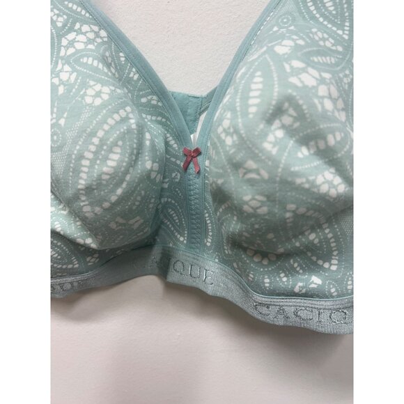 Cacique 44DD Wireless Full Coverage Bra Light Blue Lace Polyester/Cotton Blend - Picture 5 of 9